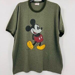 Walt Disney World Men’s Olive Green Vintage Classic Mickey Tee Size XL